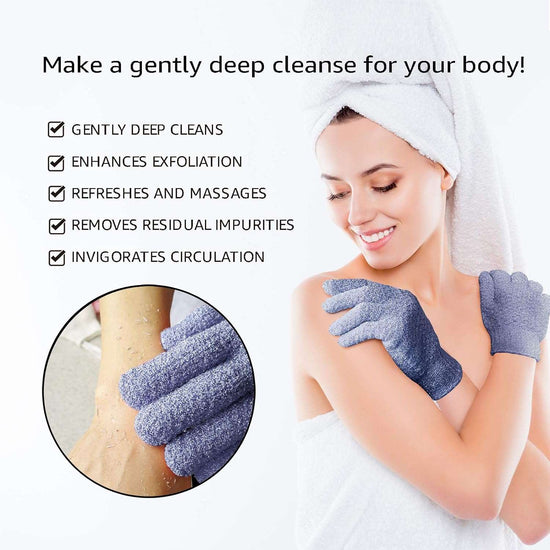 EvridWear Exfoliating Dual Texture Bath Gloves for Shower, Spa, Massage and Body Scrubs, Dead Skin Cell Remover, Gloves with hanging loop (1 Pair Heavy Glove)