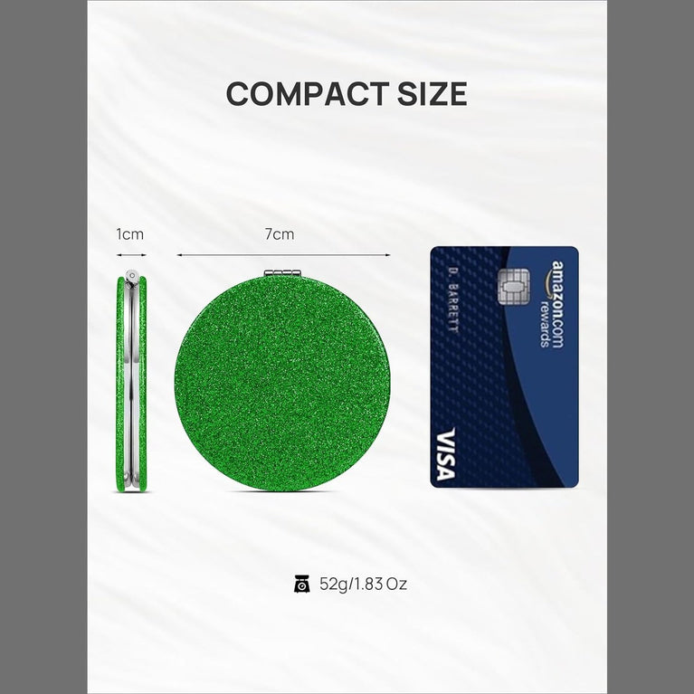 Dual-Sided Compact Mirror with PU Cover and 1X/3X Magnification