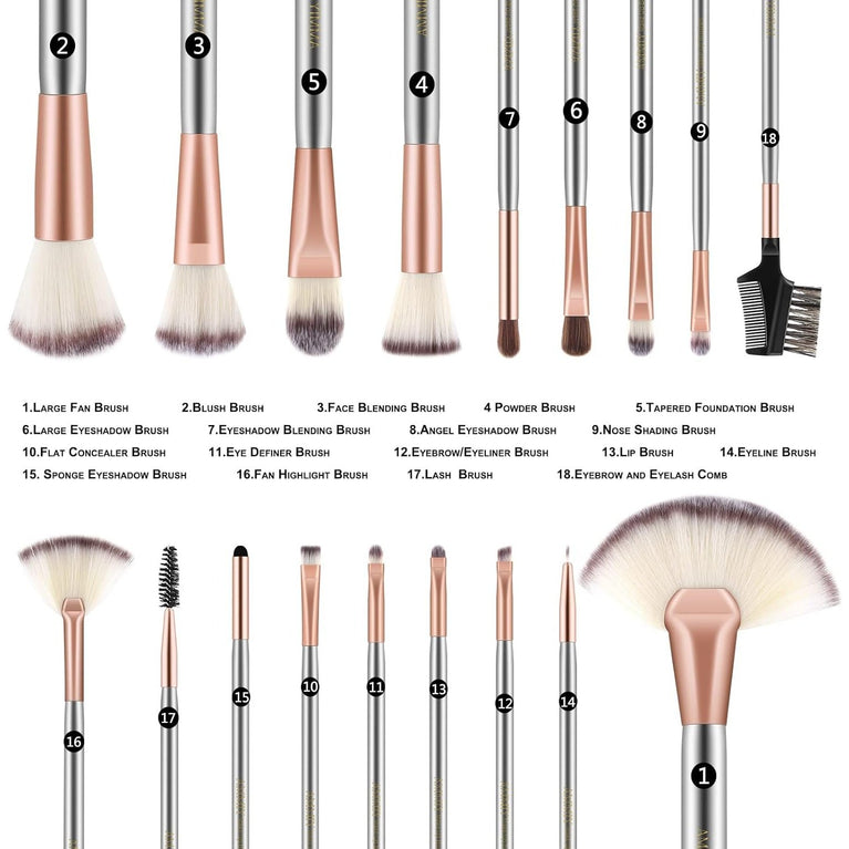 Professional 18-Piece Makeup Brush Set with PU Leather Bag