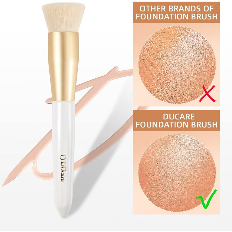 3-Piece Makeup Brush Set – White – Powder, Concealer and Blush Brushes, Vegan