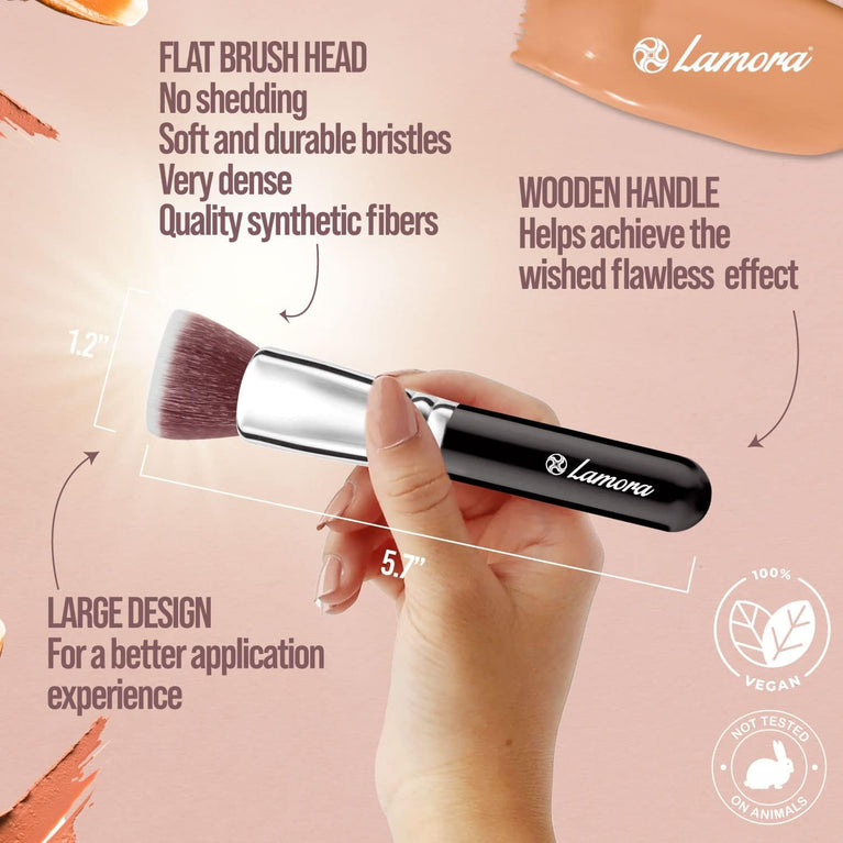 Superior Quality Kabuki Flat Top Makeup Brush - Ideal for Liquid, Cream & Powder Cosmetics
