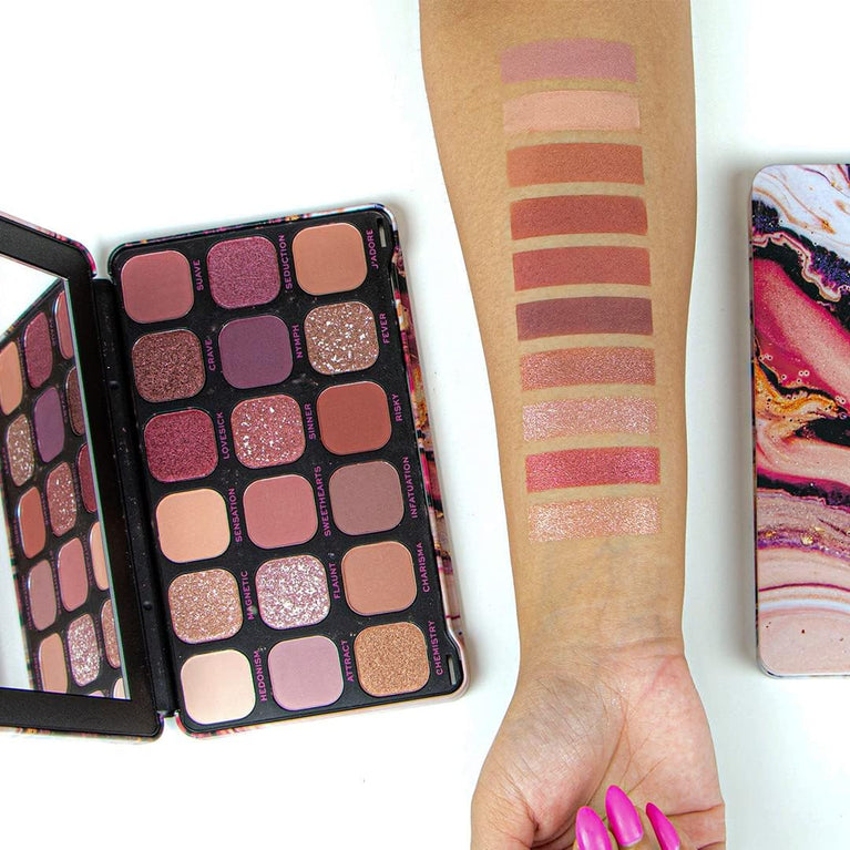 Makeup Revolution's Forever Flawless 18-shade Cannabis Sativa Infused Eyeshadow Palette with Matte and Shimmer Finishes, 19.8g - Chilled