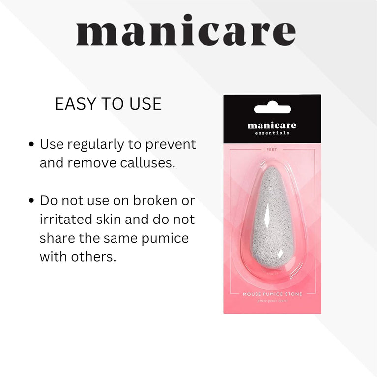 Manicare Natural Pumice Stone Mouse, Dry Skin Eliminator and Callus Remover, Cracked Heel Treatment, Pedicure Block for Knees and Elbows Exfoliation, Skin Smoothing Tool