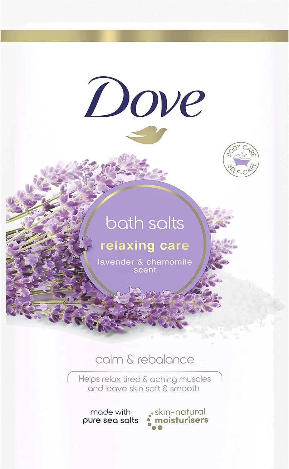 Dove Lavender & Chamomile Relaxing Care with skin-natural moisturisers Bath Salts relaxing your mind & body, leaving your skin smooth & soft 900 g