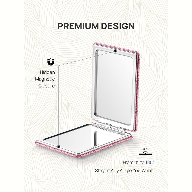 Square Compact Makeup Mirror with Magnetic Closure