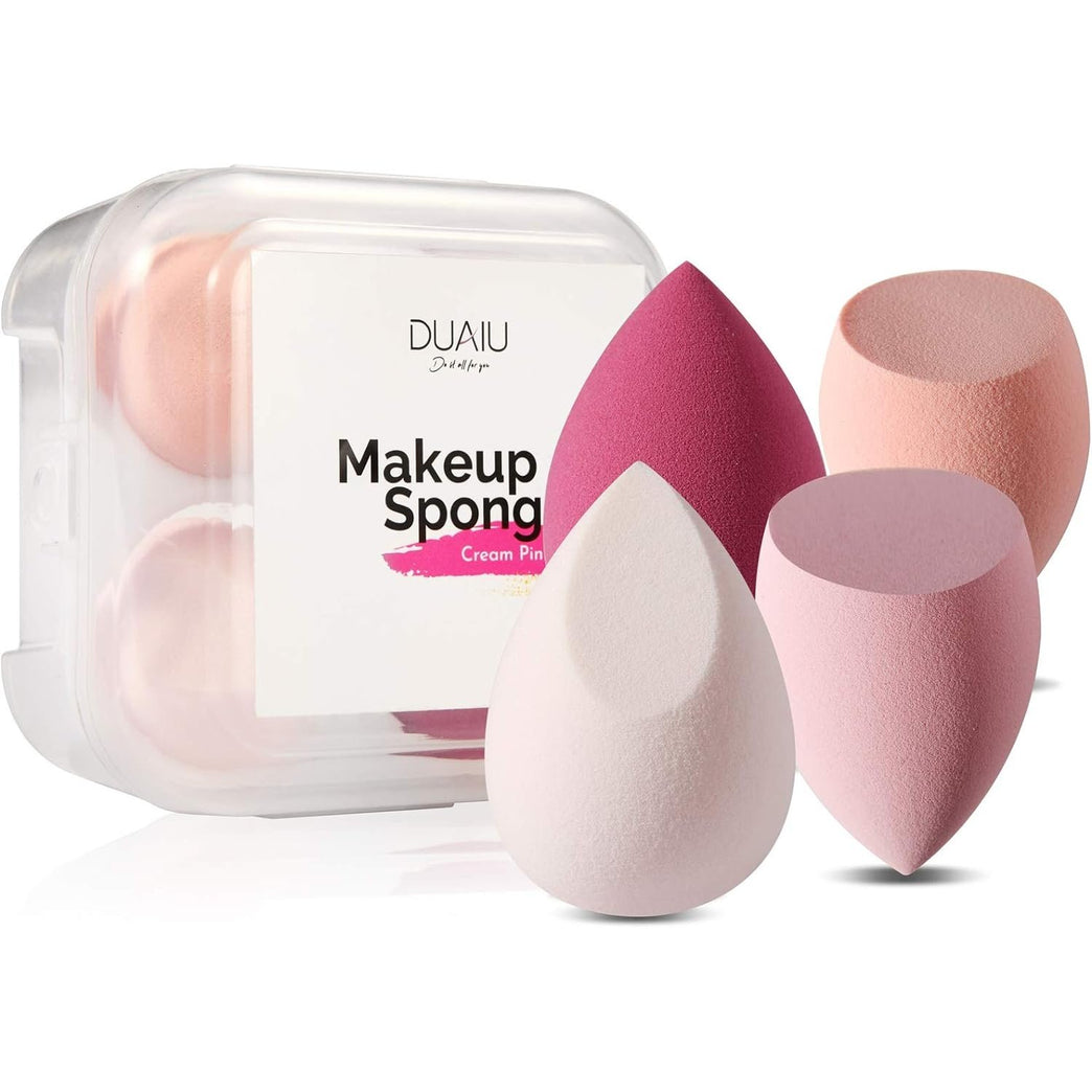Set of 4 Latex-Free Sponges in Various Shapes with Portable Case for Seamless Foundation Application and Blending