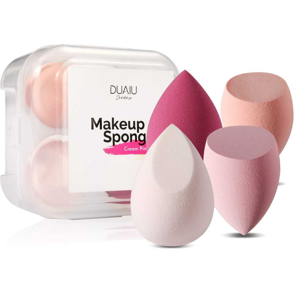 Set of 4 Latex-Free Sponges in Various Shapes with Portable Case for Seamless Foundation Application and Blending