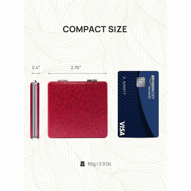Square Compact Makeup Mirror with Magnetic Closure