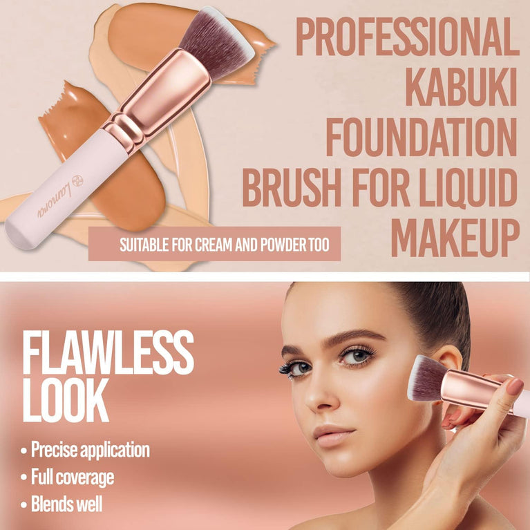 Superior Quality Kabuki Flat Top Makeup Brush - Ideal for Liquid, Cream & Powder Cosmetics