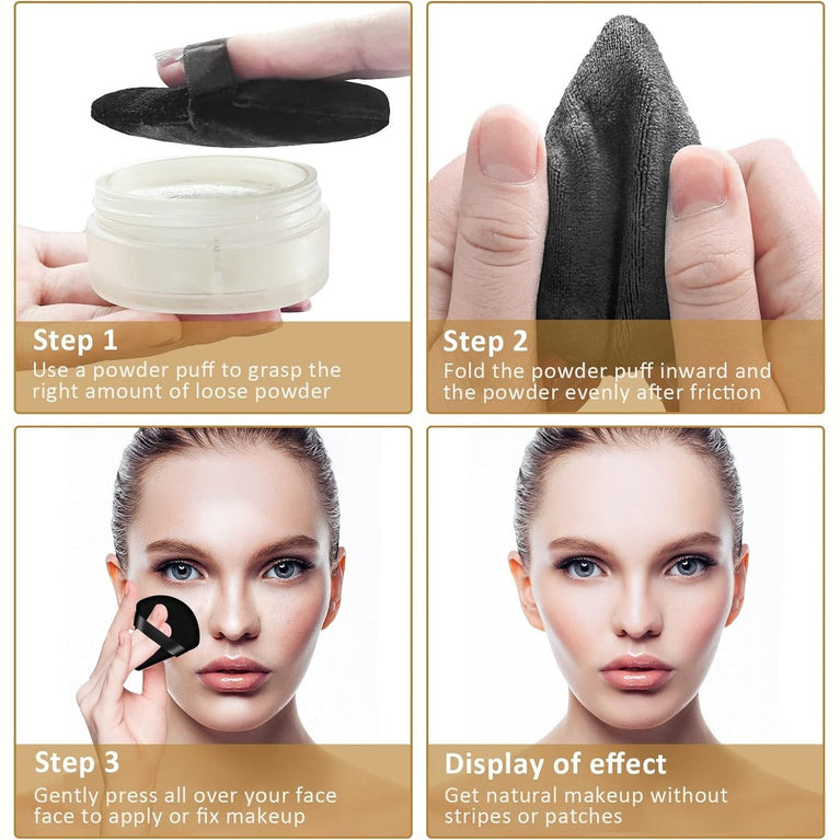 Versatile Velvet Powder Puffs Set of 2 - Reusable Triangle Makeup Sponges for Wet/Dry Use,