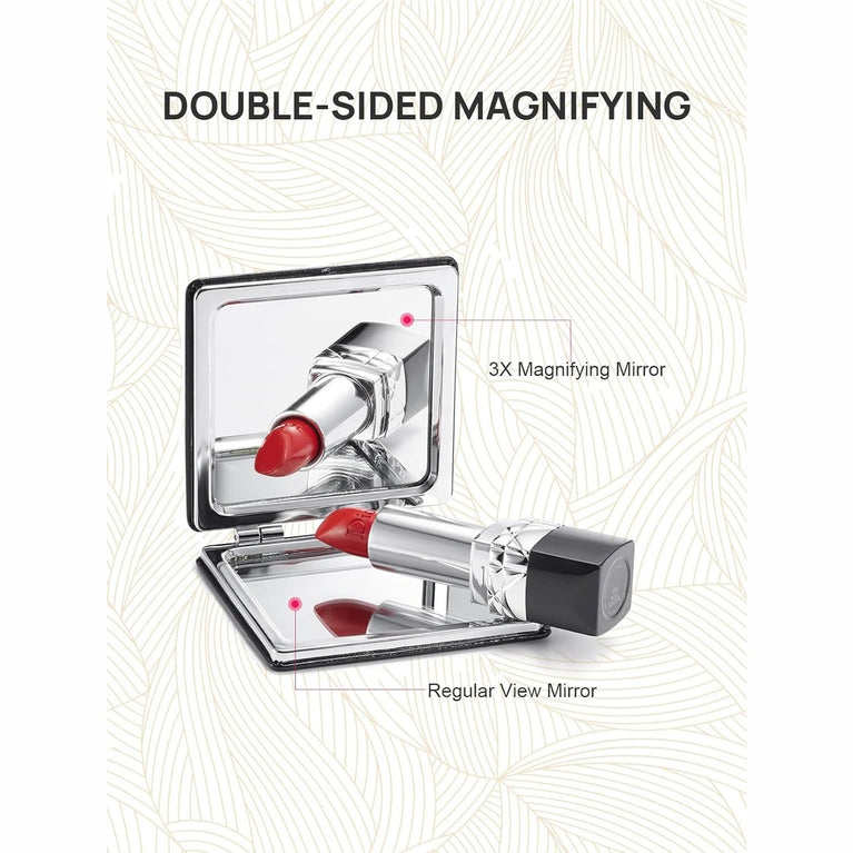 Square Compact Makeup Mirror with Magnetic Closure