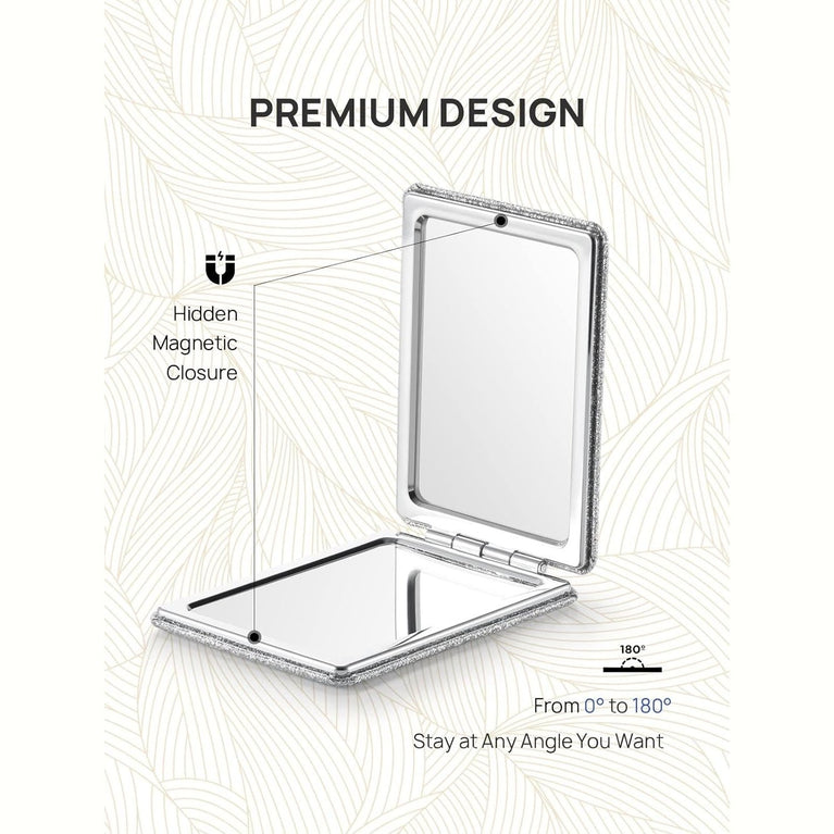 Square Compact Makeup Mirror with Magnetic Closure