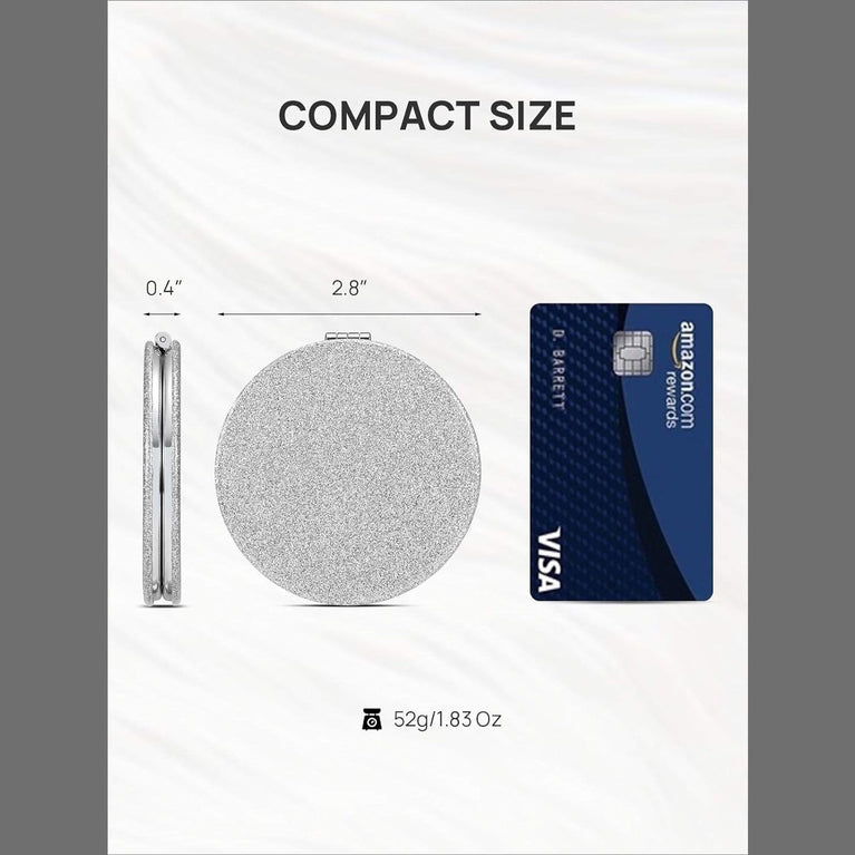 Dual-Sided Compact Mirror with PU Cover and 1X/3X Magnification