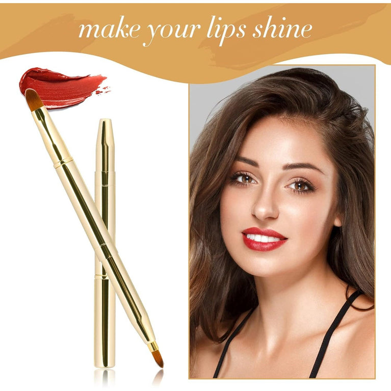 Double-Ended Retractable Lipstick Brushes for Lip Makeup, Pack of 2