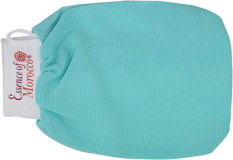 Moroccan Exfoliating Kessa Glove Blue Hammam Scrub Mitt Made in Morocco Premium Quality Helps Cleanse Skin, Remove Fake Tan and Ingrown Hair (Pack of 1)