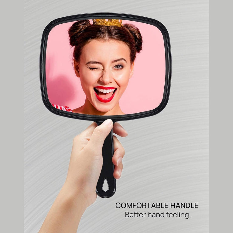 Streamline Handheld Mirror with Comfort Grip, Lightweight Travel-Friendly, 6.6"x 9.3"
