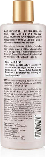 Argan+ Calm & Soothe Bath Foam, Rose Otto Oil Vegan Bubble Bath, 400ml