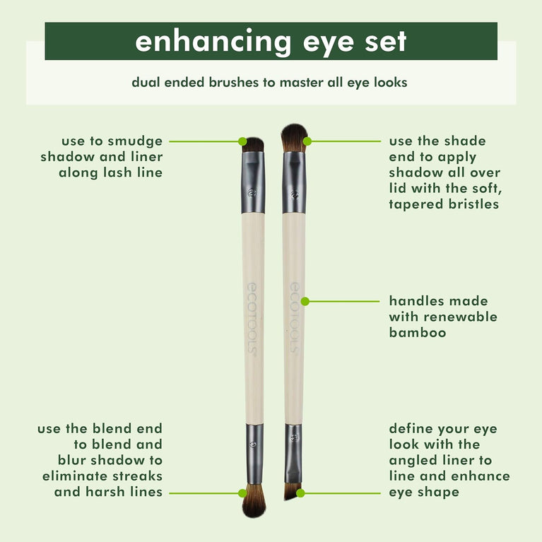 Enhance Your Eyes: Dual-Sided Brush Set for Eco-Friendly Makeup Application