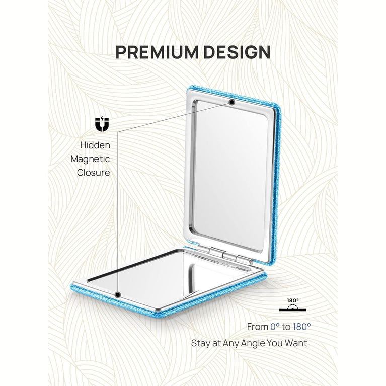 Square Compact Makeup Mirror with Magnetic Closure