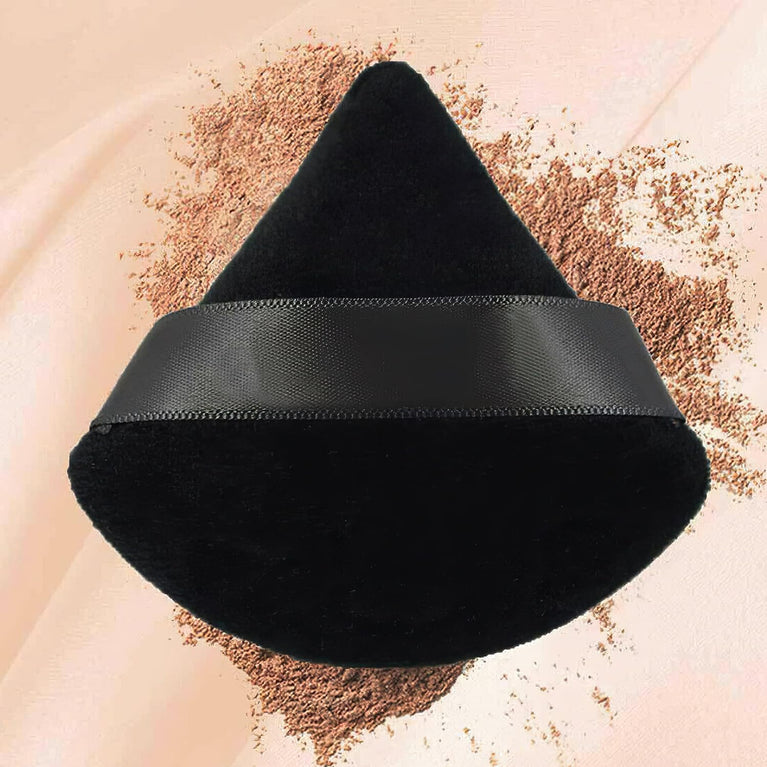2-Pack Plush Triangle Makeup Sponges with Strap - Soft Reusable Cosmetic Puffs for Wet and Dry Use