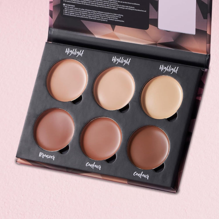 W7 Cosmetics Professional Contour Kit - Cream-Based Highlighting & Concealing Palette with Step-by-Step Guide