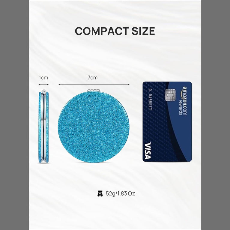 Dual-Sided Compact Mirror with PU Cover and 1X/3X Magnification