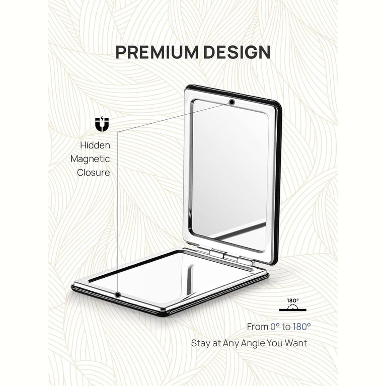 Square Compact Makeup Mirror with Magnetic Closure