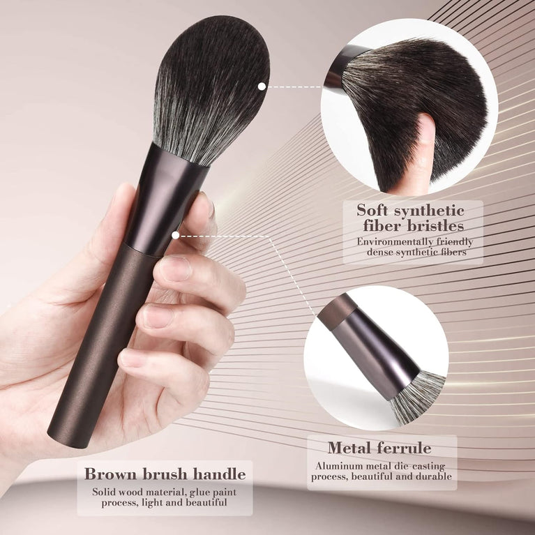 Flawless Face Essentials: 12-Piece Coffee Makeup Brush Set with Stylish Pink Handles