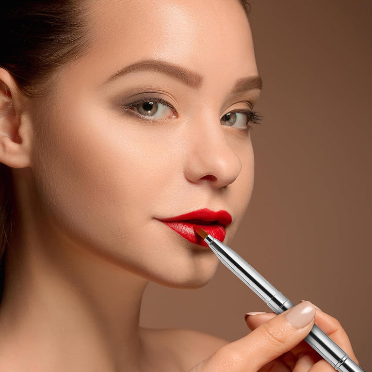Gold Dual-End Retractable Lip Brush with Concealer Functionality - Compact Lipstick