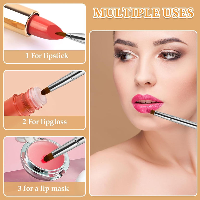 Gold Dual-End Retractable Lip Brush with Concealer Functionality - Compact Lipstick