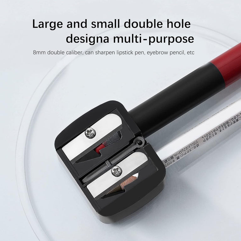 Dual Hole Makeup Pencil Sharpener with Detachable Cover for Eyeliner, Lip Liner & Eyebrow Pencils - Compact, Portable & Durable Cosmetic Tool