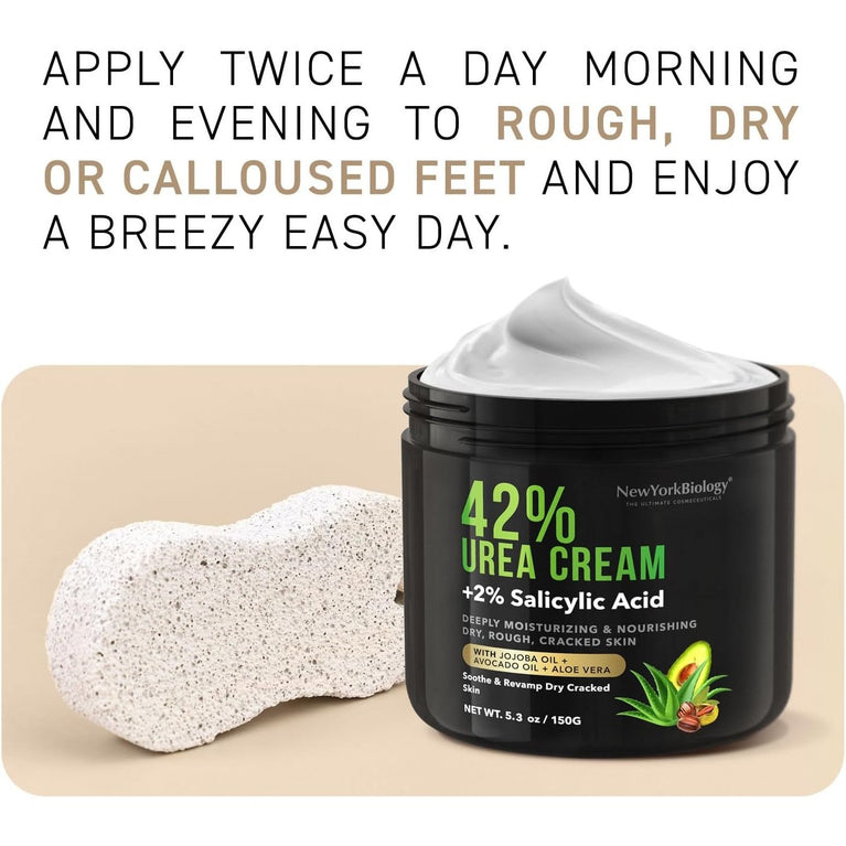 New York Biology's Tea Tree Oil Infused Foot Cream for Athlete's Foot, Nail Fungus, and Dry, Itchy Skin Relief - 226g
