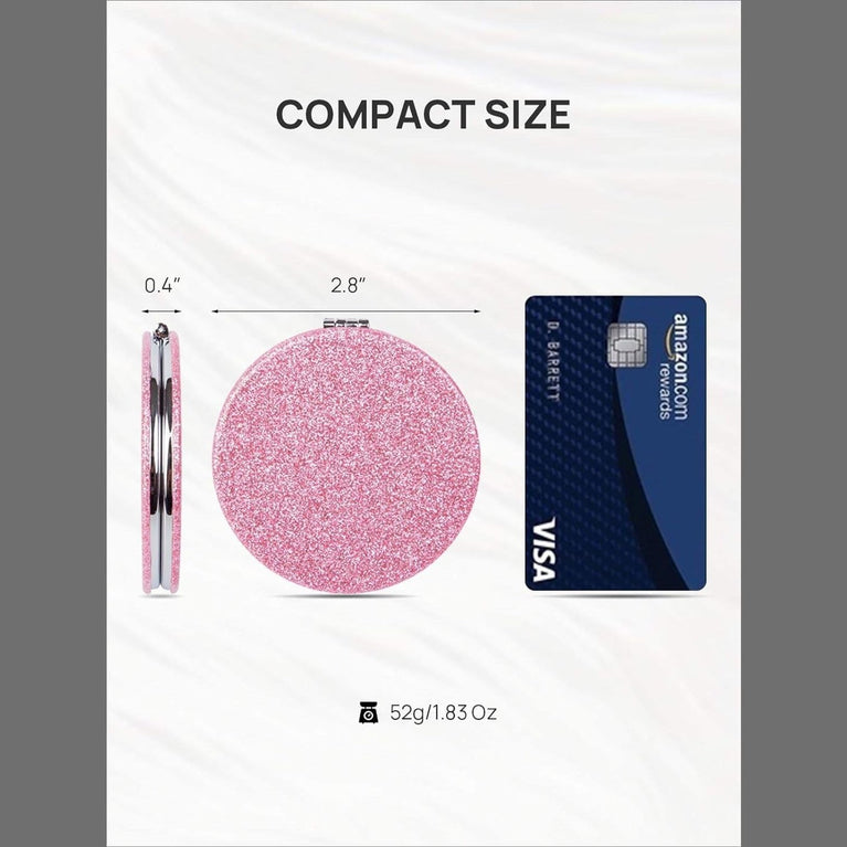 Dual-Sided Compact Mirror with PU Cover and 1X/3X Magnification