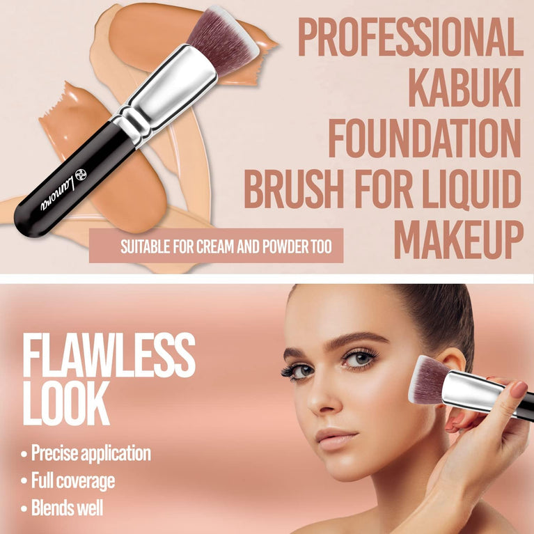 Superior Quality Kabuki Flat Top Makeup Brush - Ideal for Liquid, Cream & Powder Cosmetics