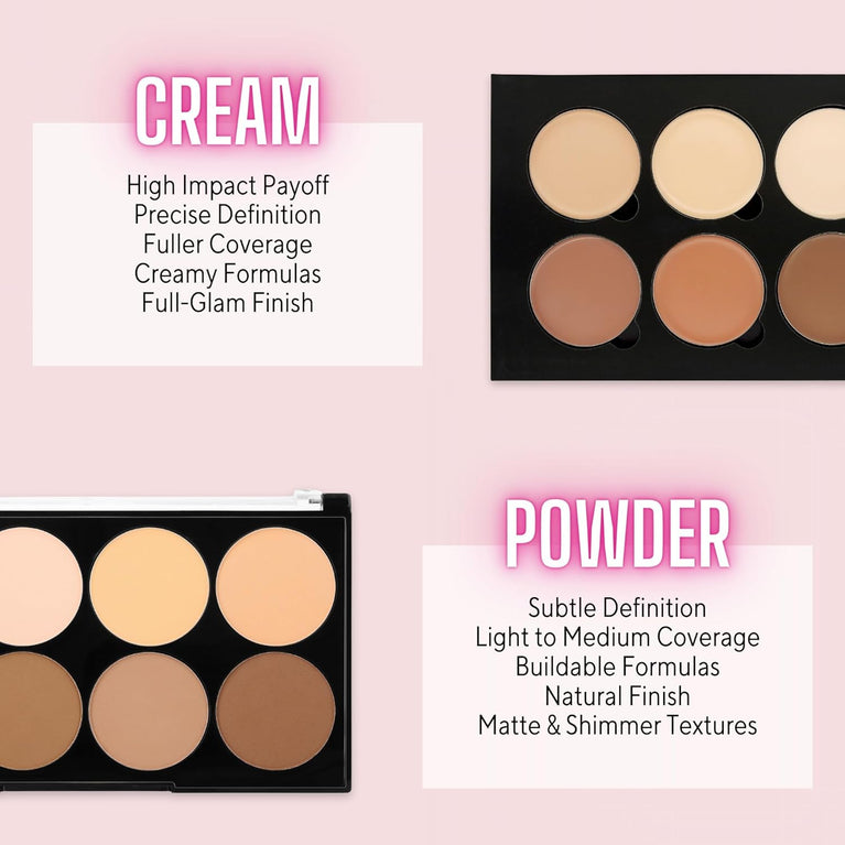 W7 Cosmetics Professional Contour Kit - Cream-Based Highlighting & Concealing Palette with Step-by-Step Guide