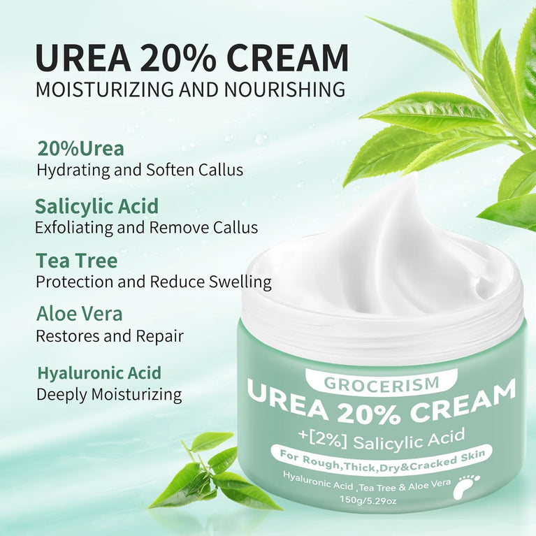 Intensive Moisturizing Urea Foot Cream with Salicylic Acid, Hyaluronic Acid, Tea Tree & Aloe Vera 5.29 oz