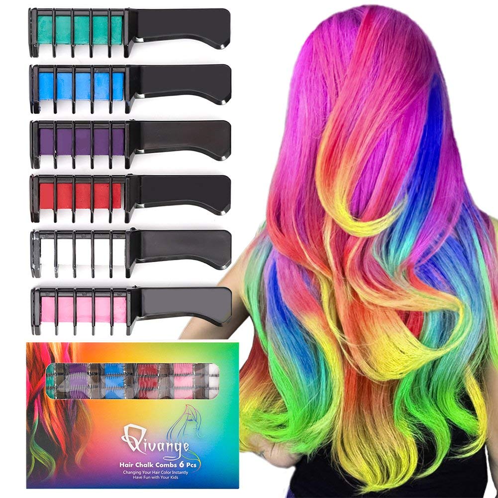 Qivange Hair Chalk Comb Set: Vibrant Temporary Hair Color for Kids and Cosplay
