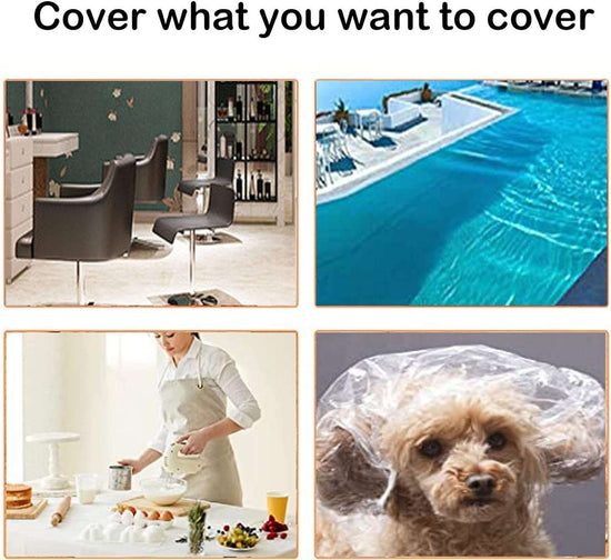 BNFGD 100 Pcs Disposable Shower Caps,Extra Elastic Waterproof Shower Caps,Clear Waterproof Plastic Shower Cap for Home, Hotel, Spa and Hair Salon Portable Travel
