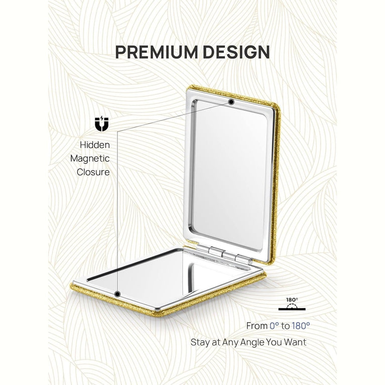 Square Compact Makeup Mirror with Magnetic Closure