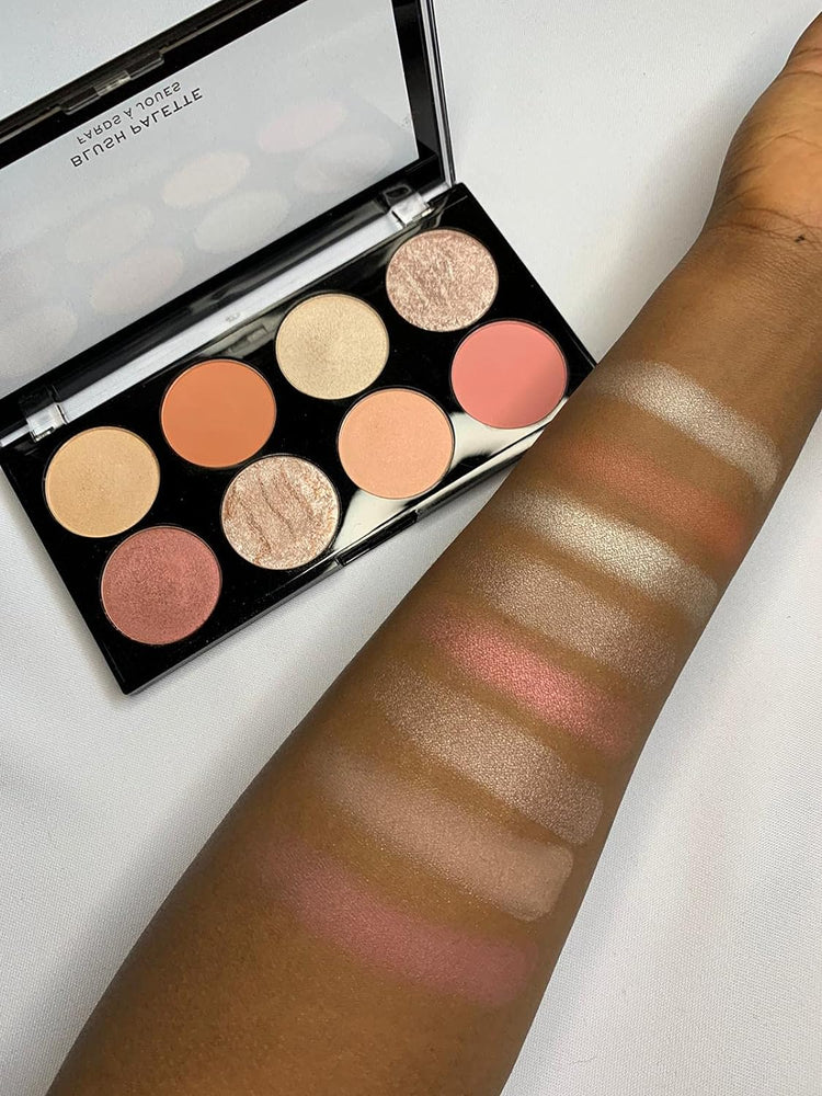 Revolution Beauty Ultra Blush Palette - 8 Matte and Shimmer Shades with Mirror, Sugar & Spice Edition - Cruelty-Free