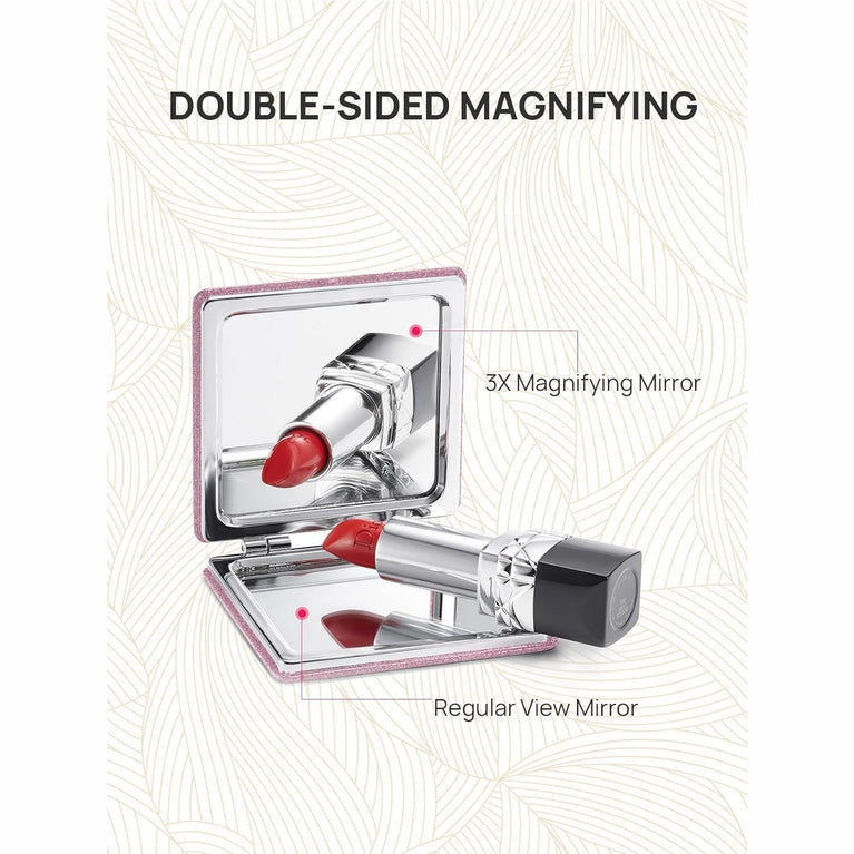 Square Compact Makeup Mirror with Magnetic Closure