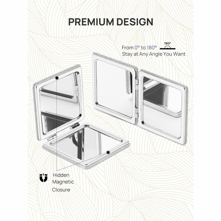 Square Compact Makeup Mirror with Magnetic Closure