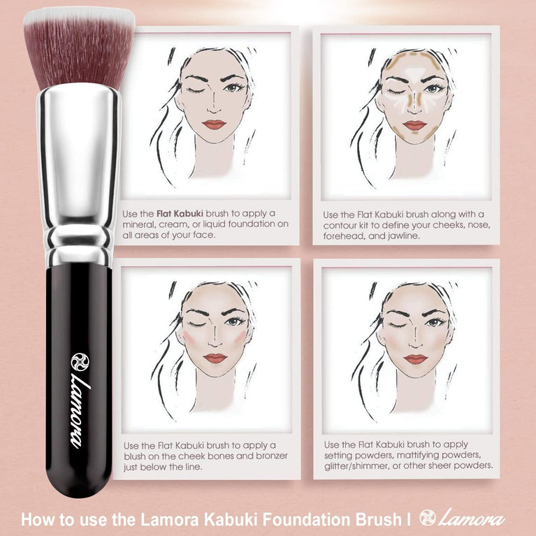 Superior Quality Kabuki Flat Top Makeup Brush - Ideal for Liquid, Cream & Powder Cosmetics