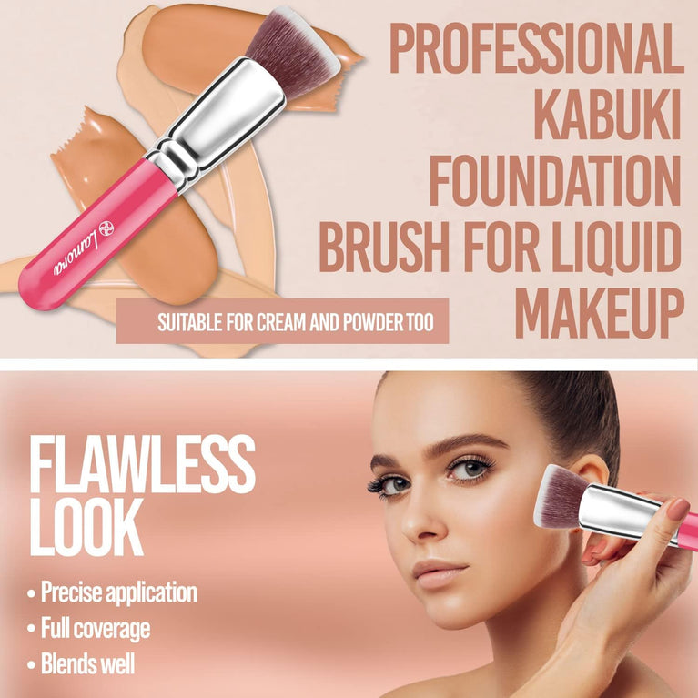 Superior Quality Kabuki Flat Top Makeup Brush - Ideal for Liquid, Cream & Powder Cosmetics