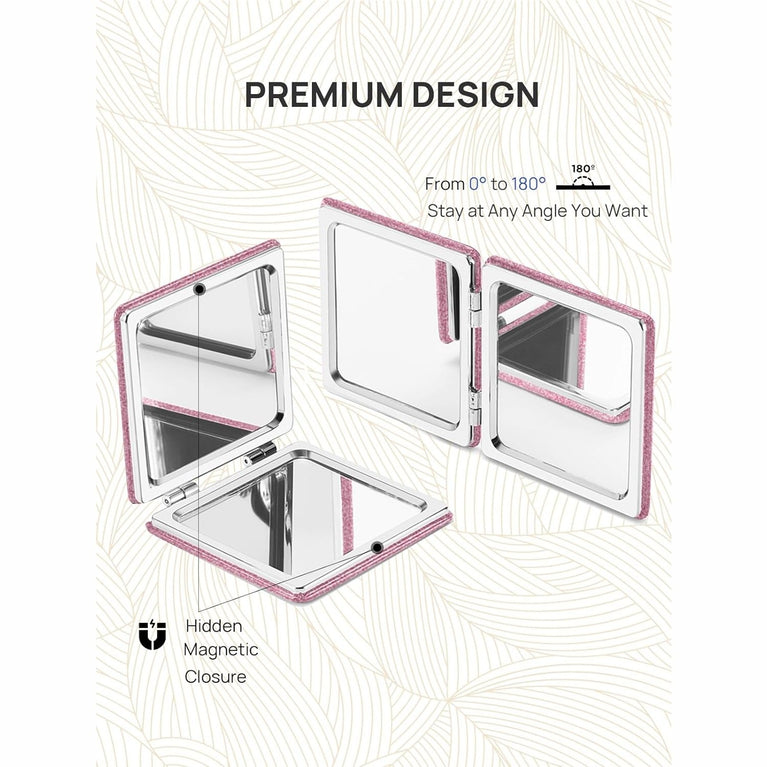 Square Compact Makeup Mirror with Magnetic Closure
