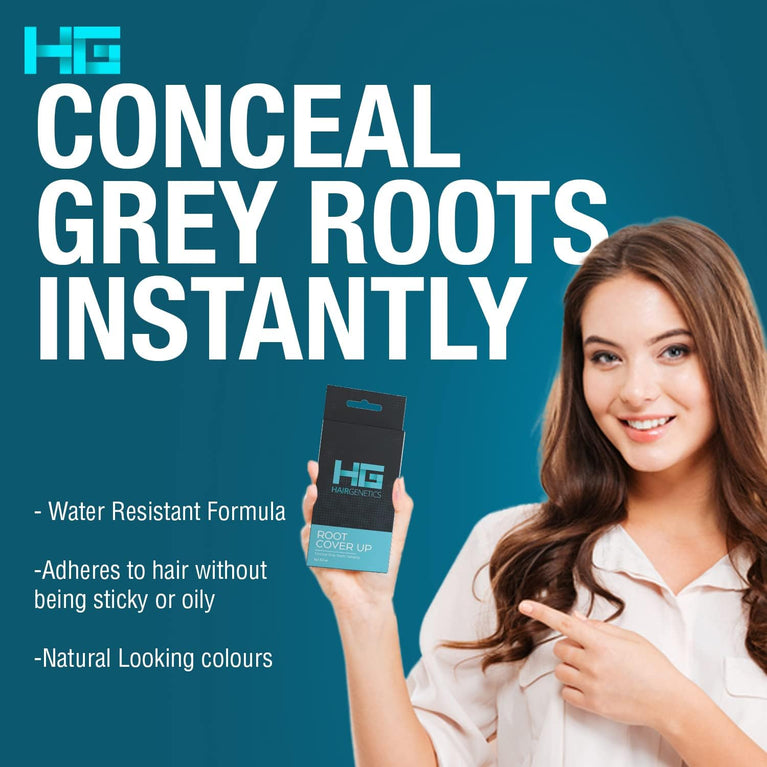 Hair Genetics Dark Brown Root Touch Up Powder with Full Grey Coverage, Ideal for Eyebrows and Beards