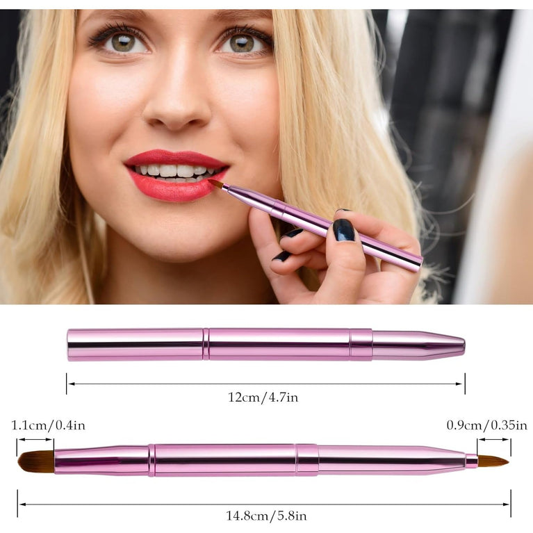Gold Dual-End Retractable Lip Brush with Concealer Functionality - Compact Lipstick