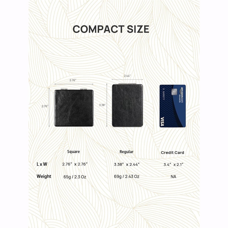 Square Compact Makeup Mirror with Magnetic Closure