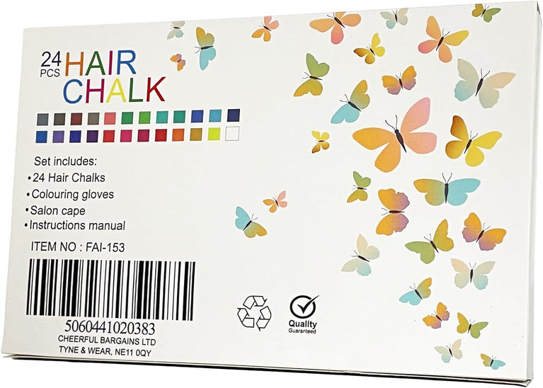 24-Piece Hair Chalk Set with Gloves & Cape | Temporary Hair Dye Kit for Dark & Light Hair