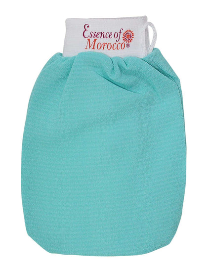 Moroccan Exfoliating Kessa Glove Blue Hammam Scrub Mitt Made in Morocco Premium Quality Helps Cleanse Skin, Remove Fake Tan and Ingrown Hair (Pack of 1)